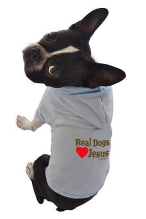 Pet Stop Store xs blue Blue Real Dogs Love Jesus Dog Hoodie All Sizes