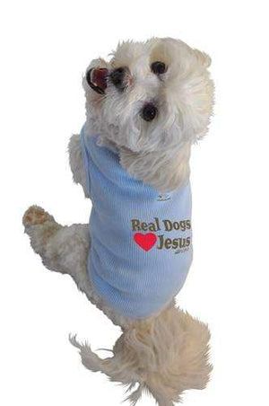 Pet Stop Store xs blue Blue Real Dogs Love Jesus Dog Tank All Sizes