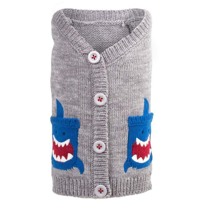 Cute & Playful Gray Shark Cardigan Dog Sweater