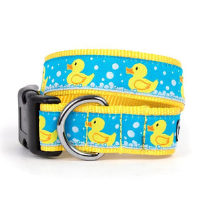 Pet Stop Store XS Dog Collar Pastel Blue & Yellow Rubber Duck Dog Collar & Leash