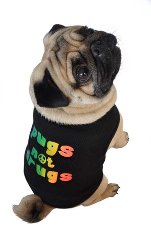 Pet Stop Store xs Fun Pugs Not Drugs Black Dog Tank