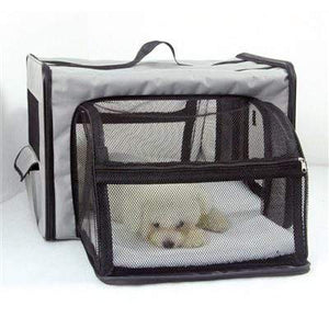 Pet Stop Store xs Gray Lightweight Collapsible Travel Pet Carrier Crate