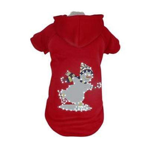 Pet Stop Store xs LED Red Holiday Snowman Dog Hoodie