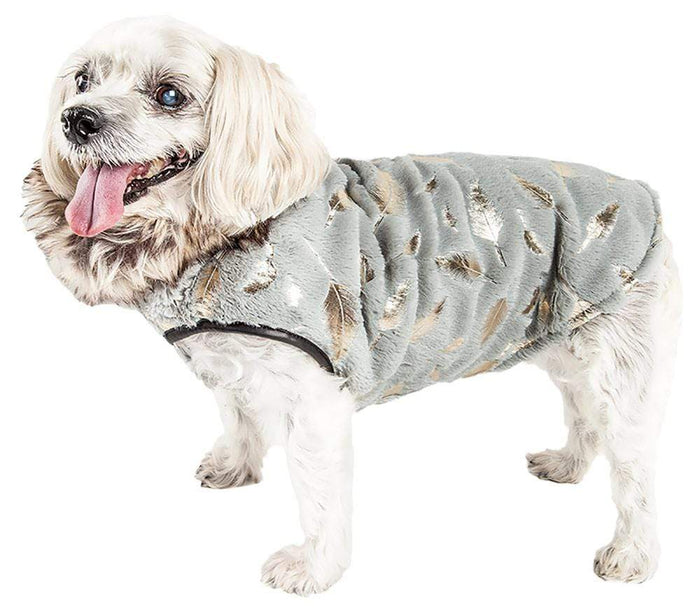 LUXE 'Gold-Wagger' Gold-Leaf Designer Fur Dog Jacket