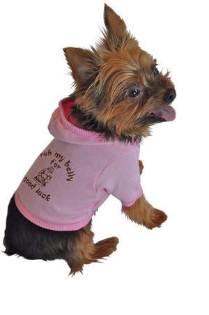 Pet Stop Store xs pink Rub My Belly for Good Lick Dog Hoodie