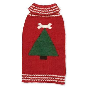 Pet Stop Store xs Red Christmas Tree Hand Knit Dog Sweater