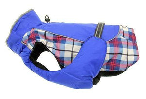 Pet Stop Store xs Royal Blue & Red Plaid Alpine All Weather Dog Coat