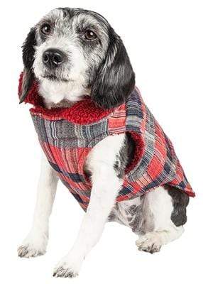 Pet Stop Store xs 'Scotty' Tartan Classic Red, Gray & Black Plaid Insulated Dog Coat