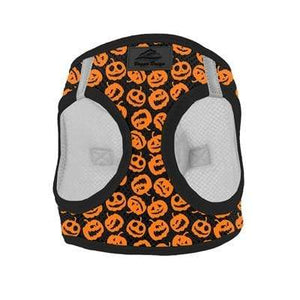 Pet Stop Store xxs Halloween Choke Free Orange & Black Jack-O-Lantern Dog Vest Harness