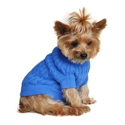 Cozy & Warm Riverside Baby Blue Cable Knit Dog Sweaters