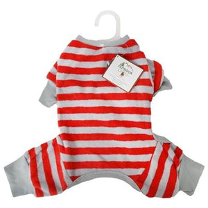 Pet Stop Store xxs Fun & Playful Striped Red Pajama for Dogs