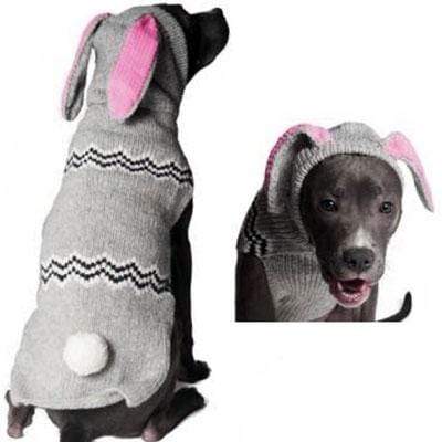 Gray Handmade Dog Hoodie with Bunny Ears