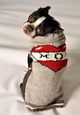 Pet Stop Store xxs Gray Handmade Heart Tattoo Mom Dog Sweater