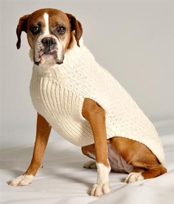 Off White Cable Knit Handmade Dog Sweater
