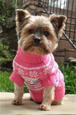 Pink Snowflake & Hearts Dog Sweater