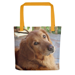 Pet Stop Store Yellow Porch Golden Retriever Tote Bag