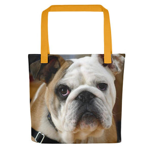 Pet Stop Store Yellow Bulldog Over the Shoulder Tote Bag