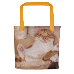 Pet Stop Store Yellow Lazy Fat Cat Tote Bag
