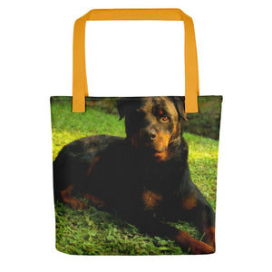 Pet Stop Store Yellow Rottweiler Dog Tote Bag