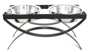 Petsstop Seesaw Double Elevated Dog Bowl - Small-black