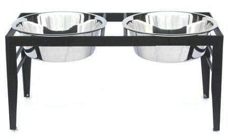 Chariot Double Elevated Dog Bowl - Large-black